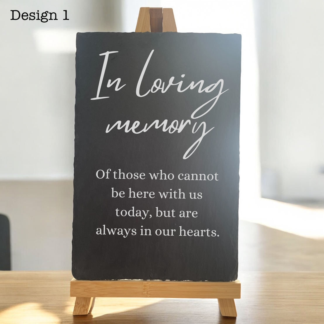 personalised engraved memorial slate on easel