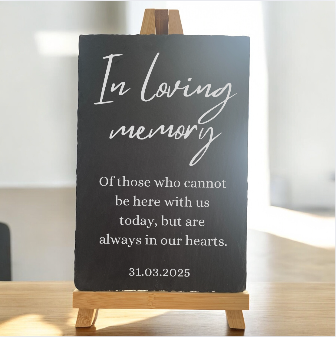 Personalised Memorial Slate Sign with Easel, In Loving Memory Wedding Decor