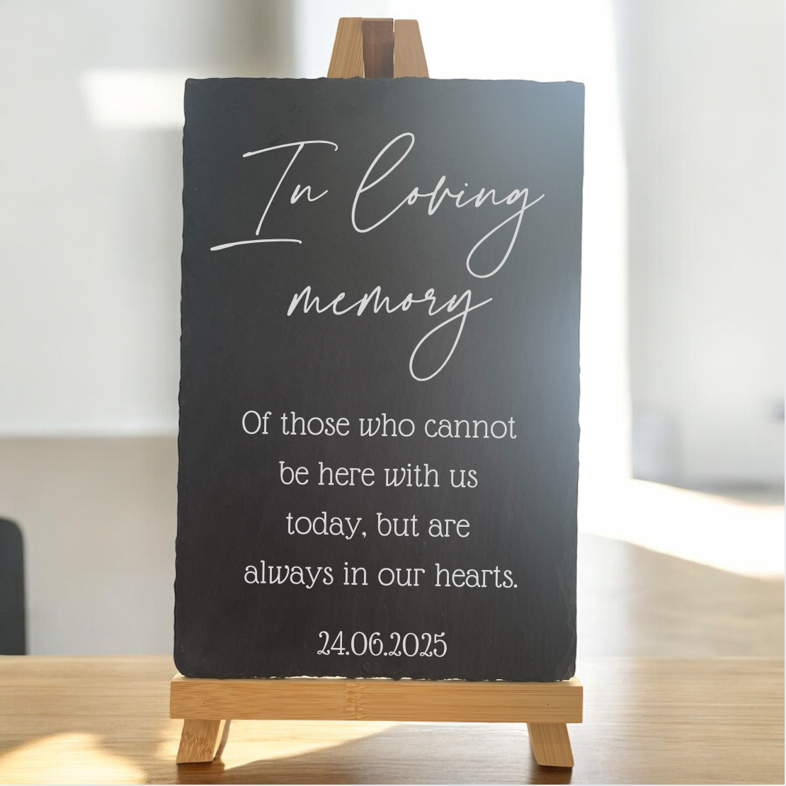 Personalised Memorial Slate Sign with Easel, In Loving Memory Wedding Decor