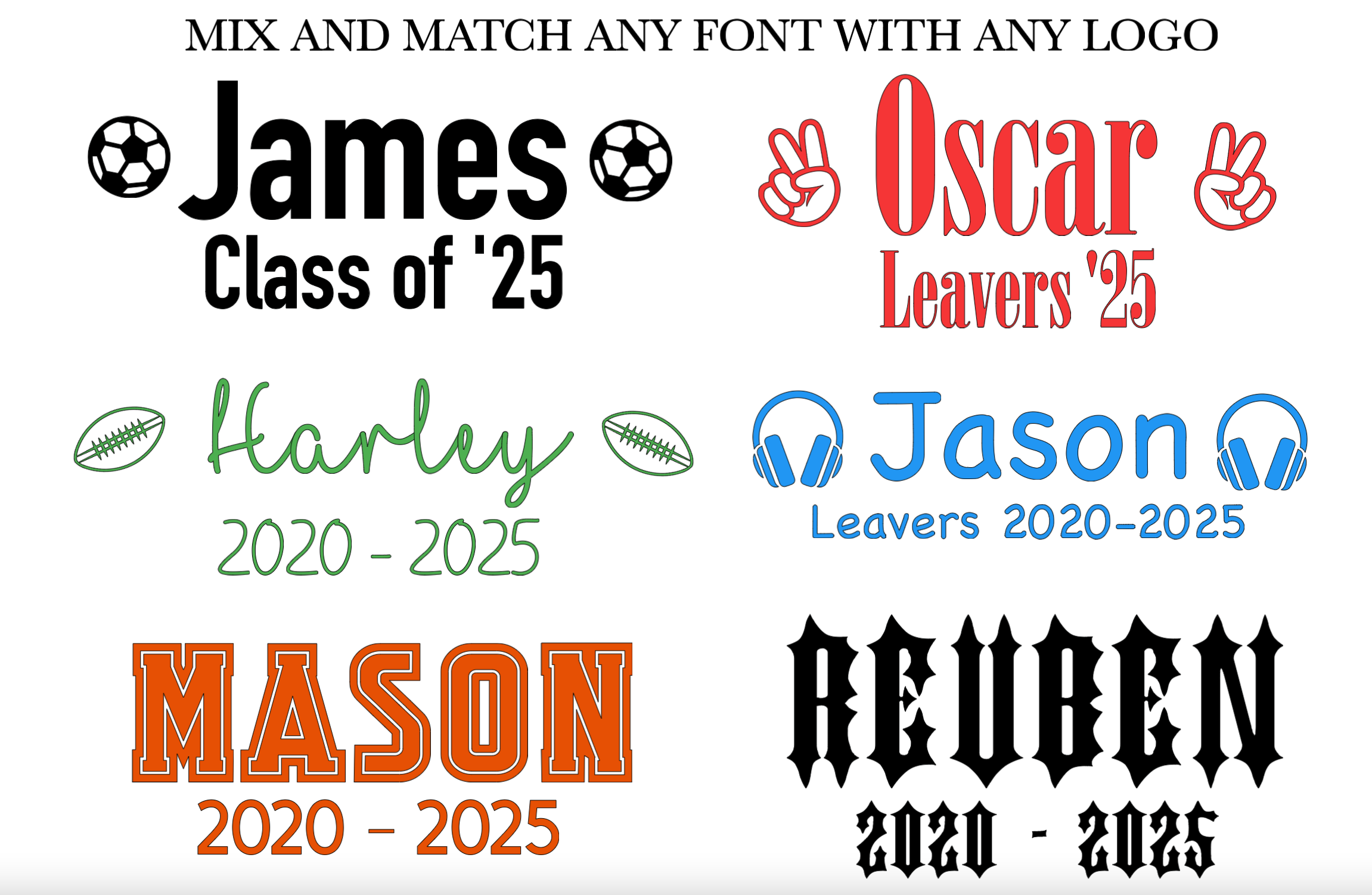 Personalised School Leavers Iron-On Name Decals – Custom Vinyl Stickers for Hoodies, T-Shirts & Jumpers