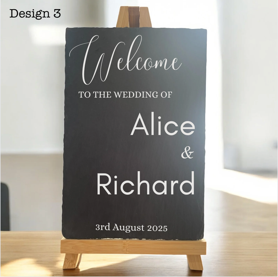Personalised Slate Wedding Welcome Sign | Rustic Engraved Slate Sign with Names & Date