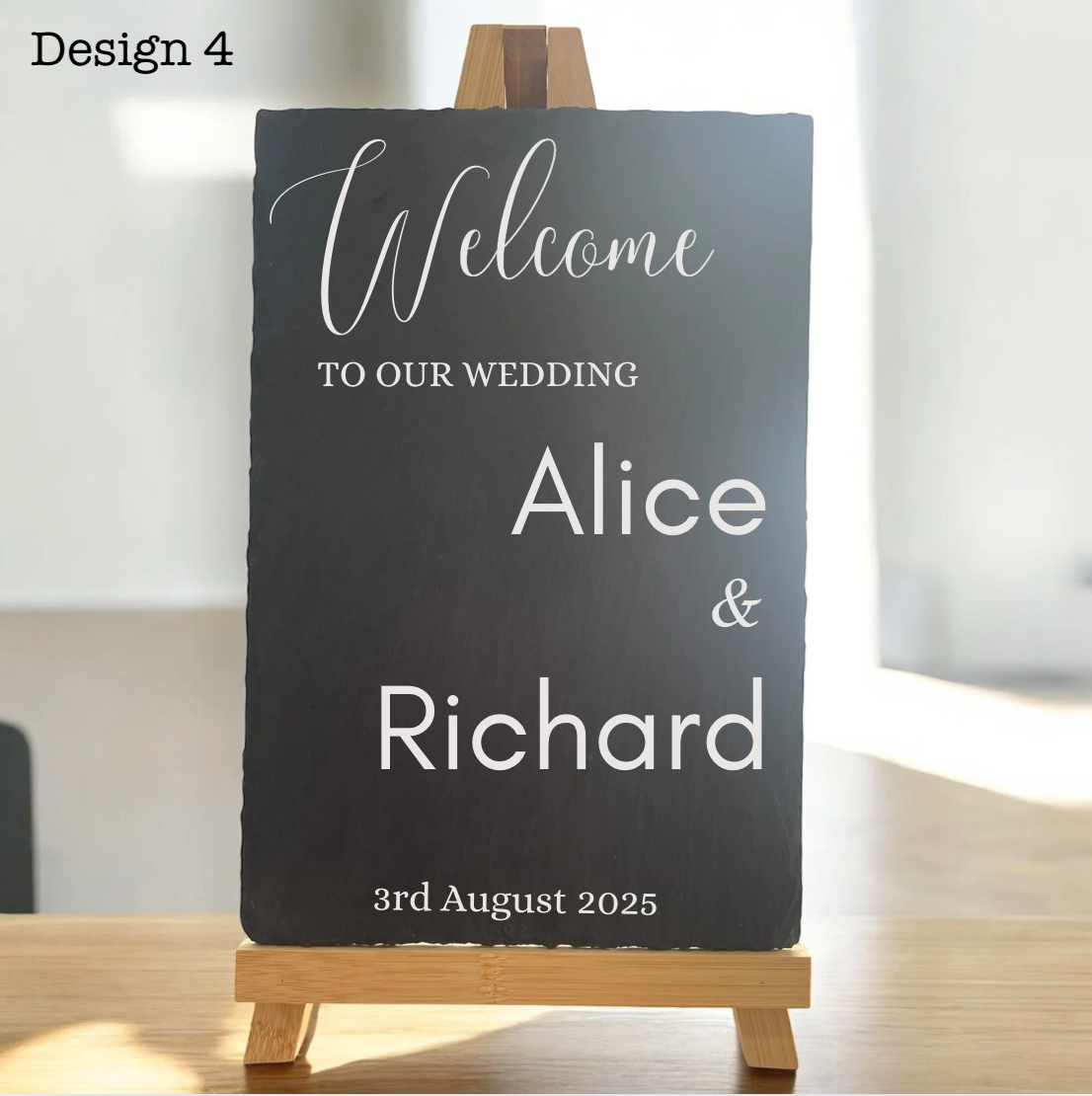 Personalised Slate Wedding Welcome Sign | Rustic Engraved Slate Sign with Names & Date