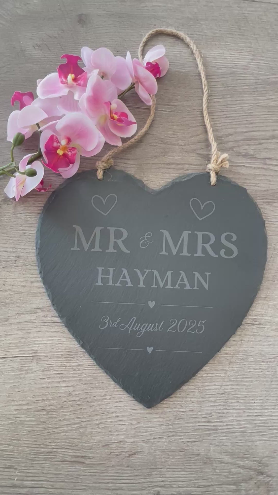 Personalised Engraved Slate Heart Plaque | Custom Wedding Anniversary Keepsake