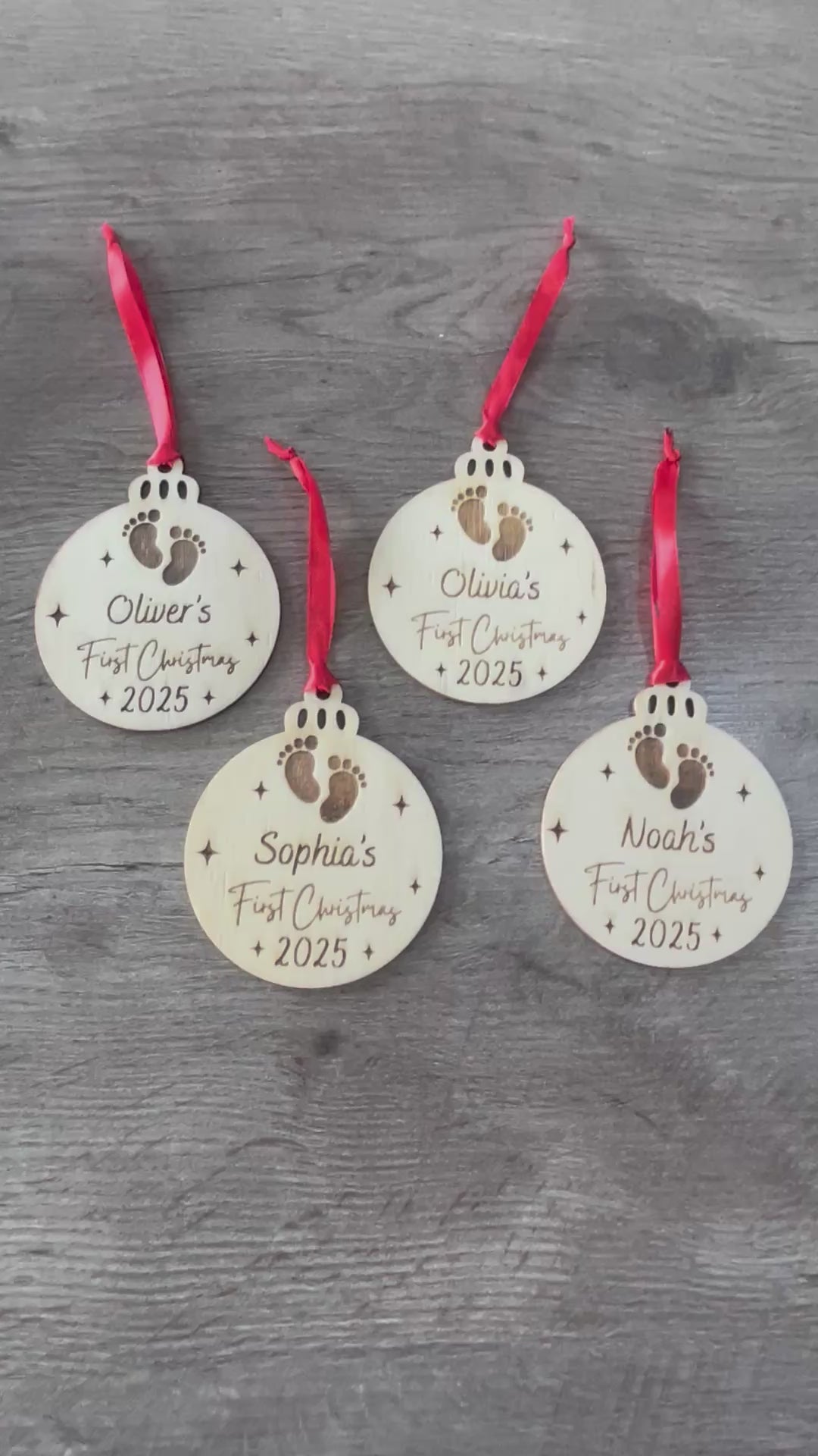 Personalised Baby’s First Christmas Bauble | Custom Wooden Ornament Keepsake