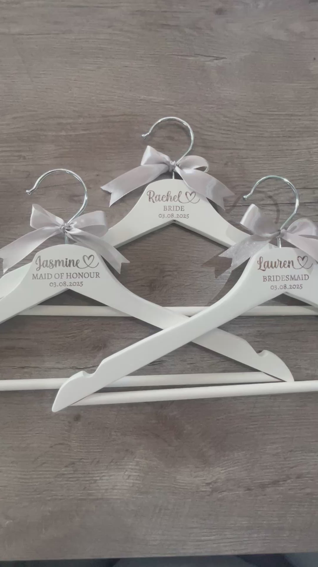 Custom Personalised Engraved Wedding Hanger: Bridal Party Keepsake with Satin Bow