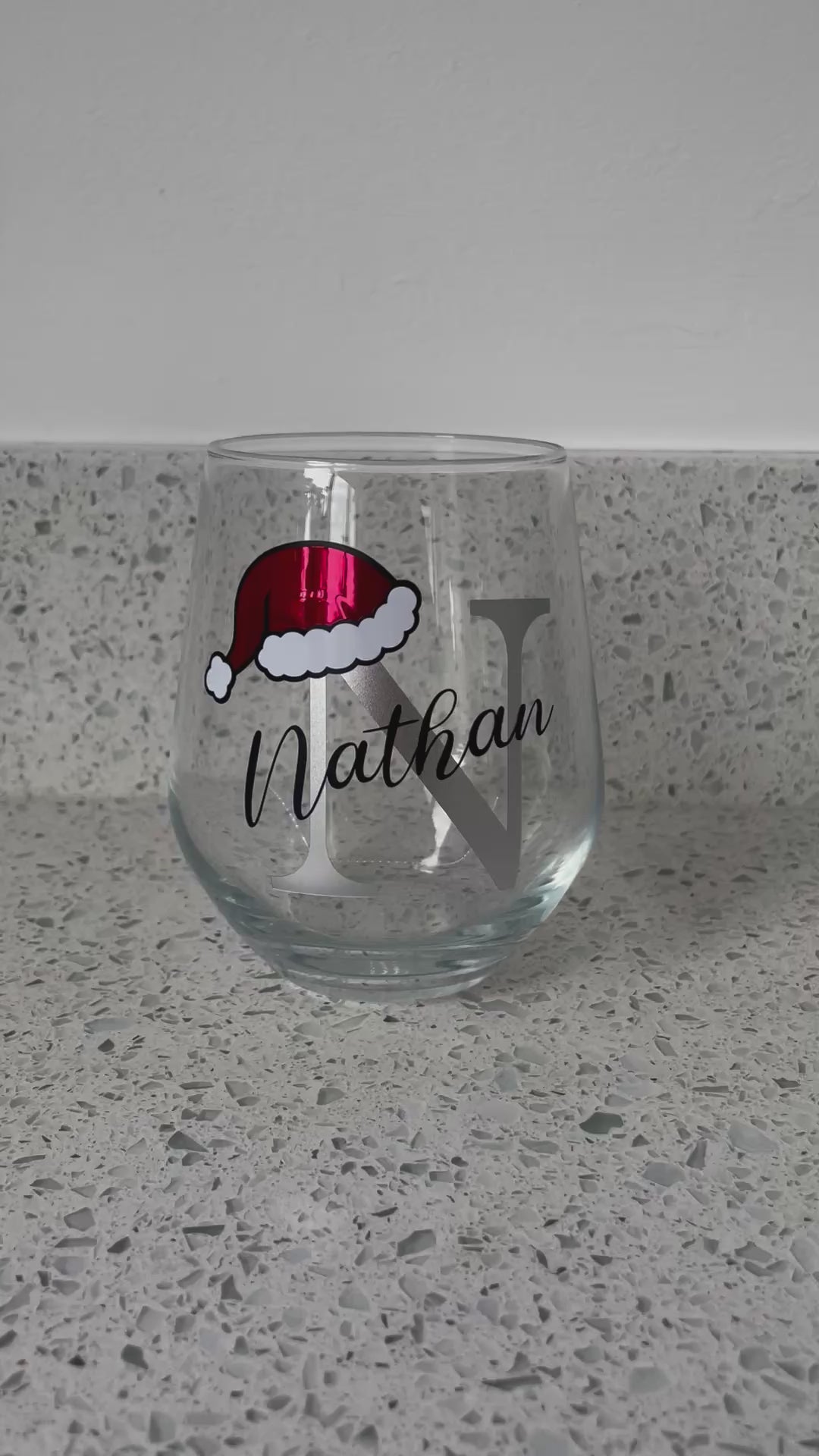 Personalised Initial Christmas Glass | Custom Festive Wine / Champagne / Stemless Glass