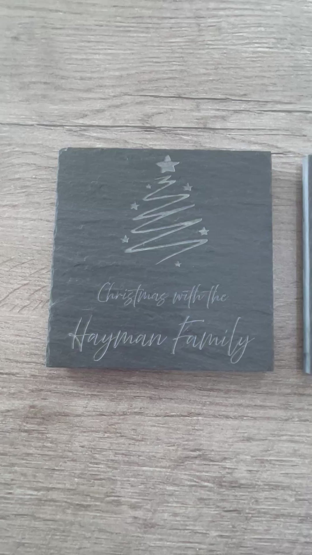 Personalised Family Christmas Slate Coasters: Engraved Table Decor