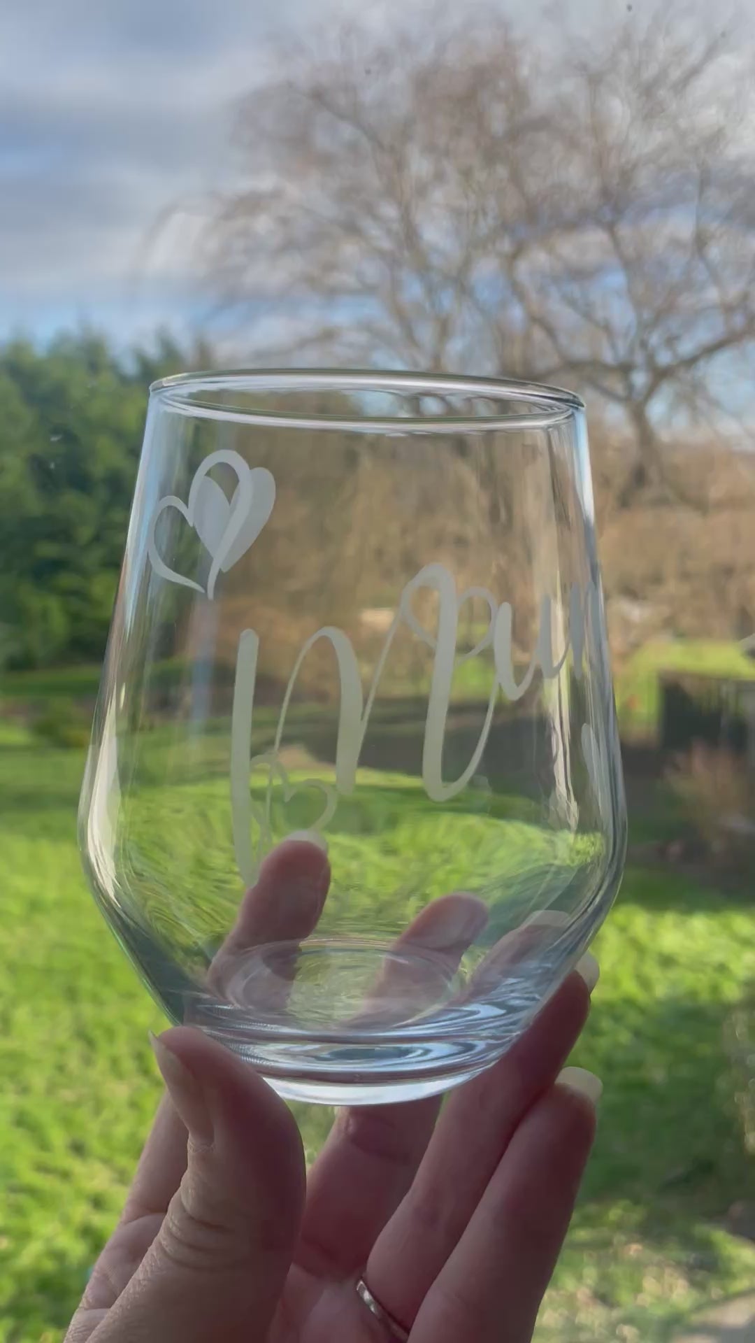 Personalised Engraved Heart Glass – Custom Name Etched Glass Gift
