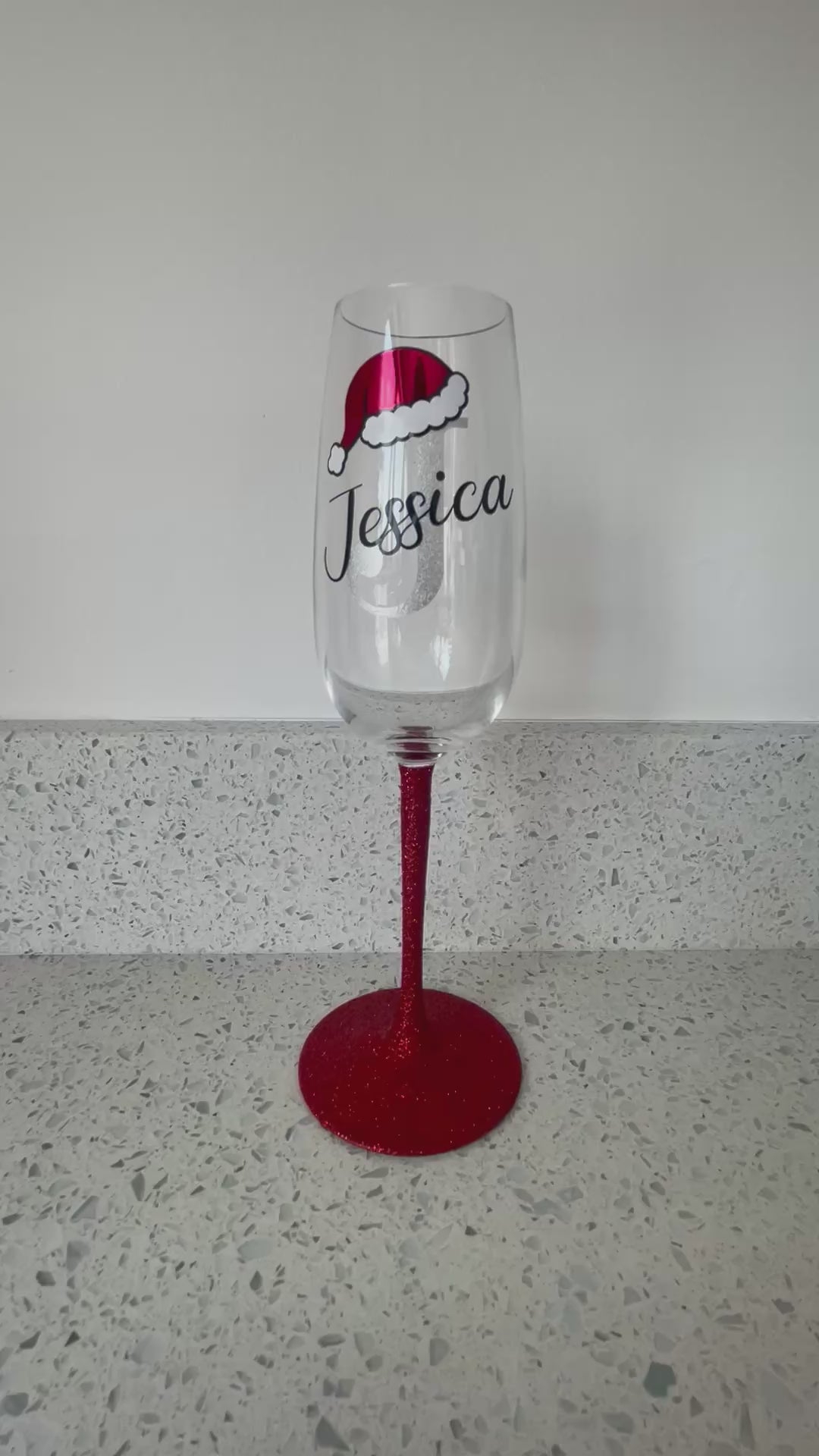 Personalised Initial Christmas Glass | Custom Festive Wine / Champagne / Stemless Glass