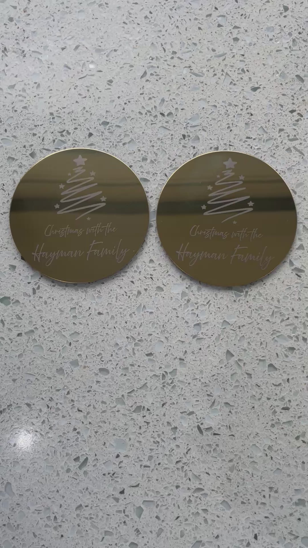 Personalised Christmas Gold Coasters | Custom Name Festive Table Decorations