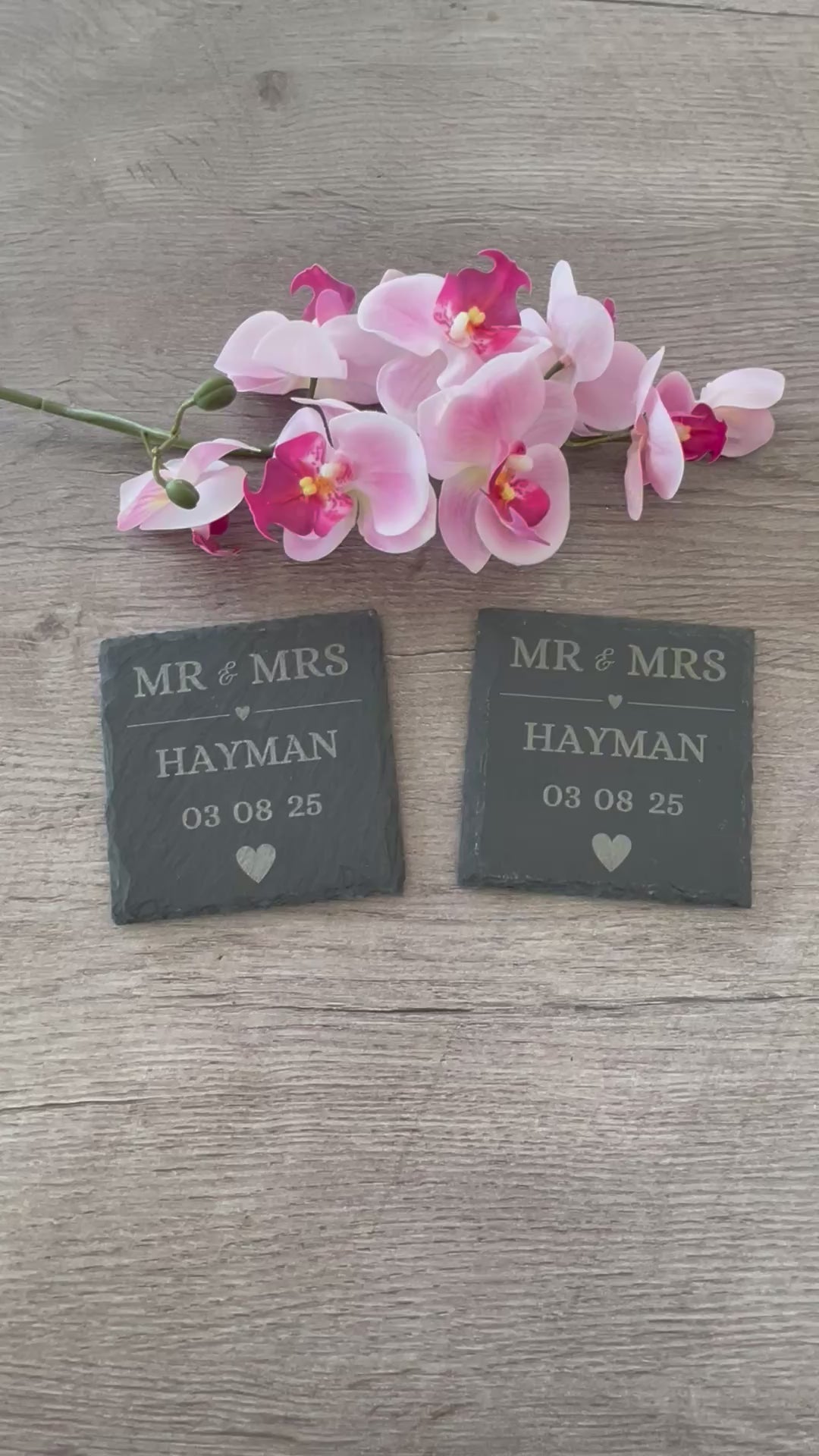 Personalised Engraved Slate Coasters | Custom Wedding & Anniversary Gift