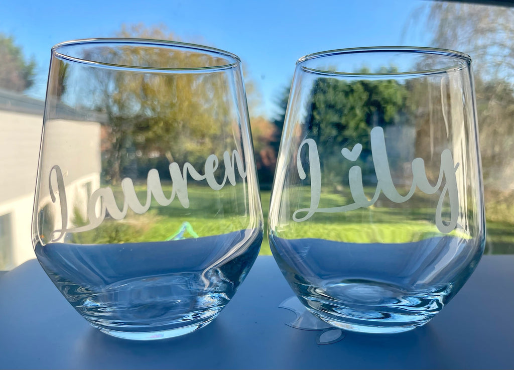 Personalised Engraved Name Glass – Custom Name, Nickname or Message Gift