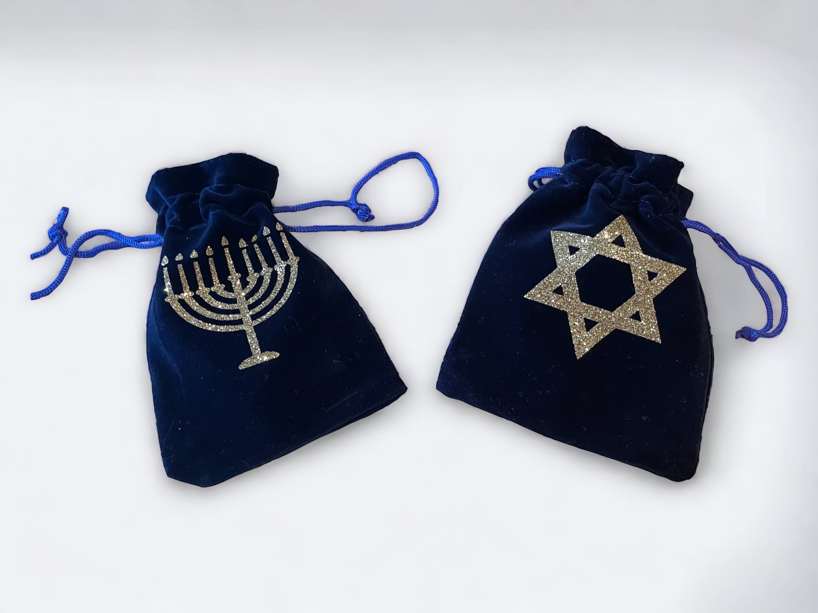 Personalised Velvet Hanukkah Gelt Bag | Custom Menorah or Star of David Gift Pouch