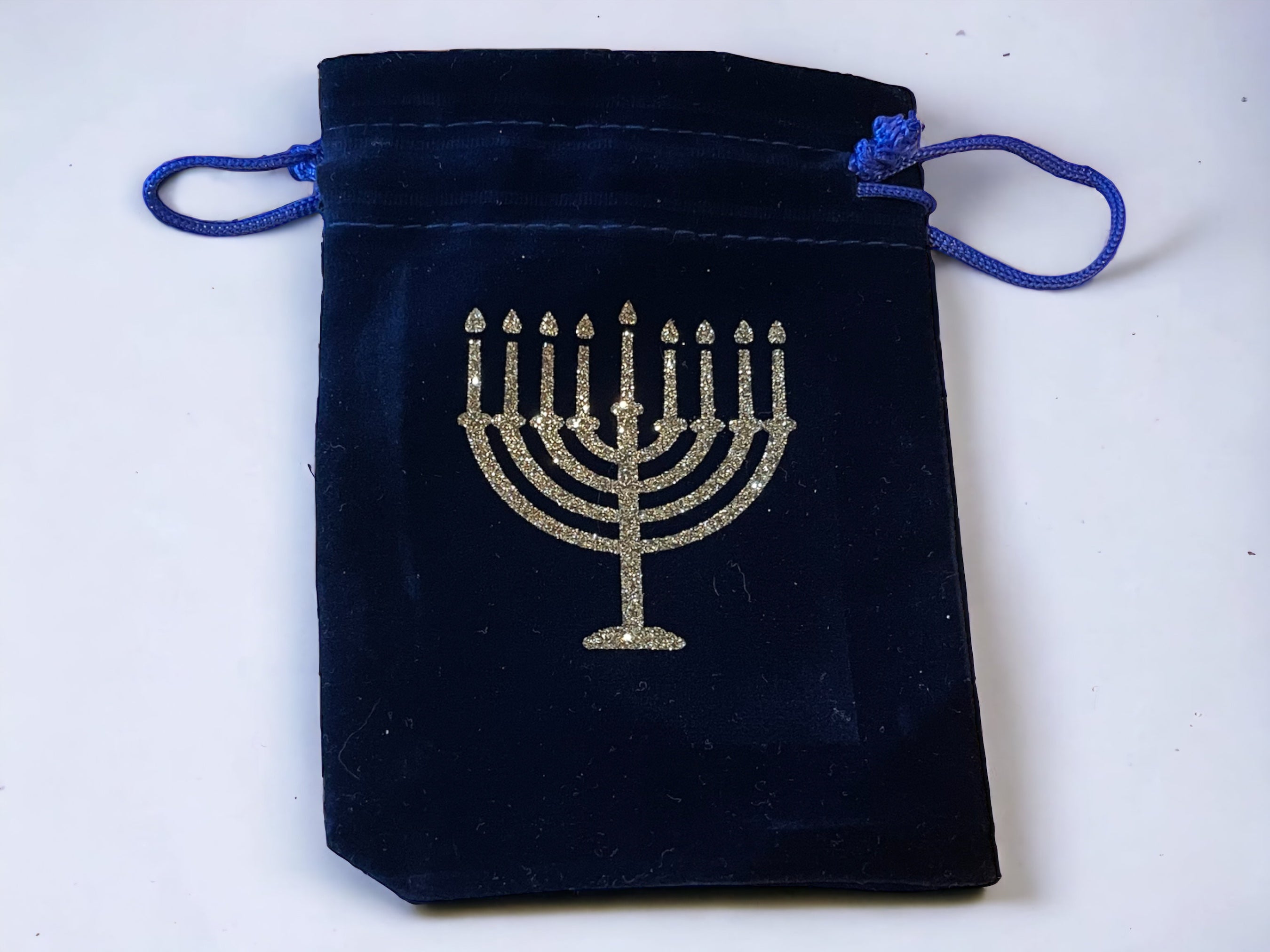 Personalised Velvet Hanukkah Gelt Bag | Custom Menorah or Star of David Gift Pouch