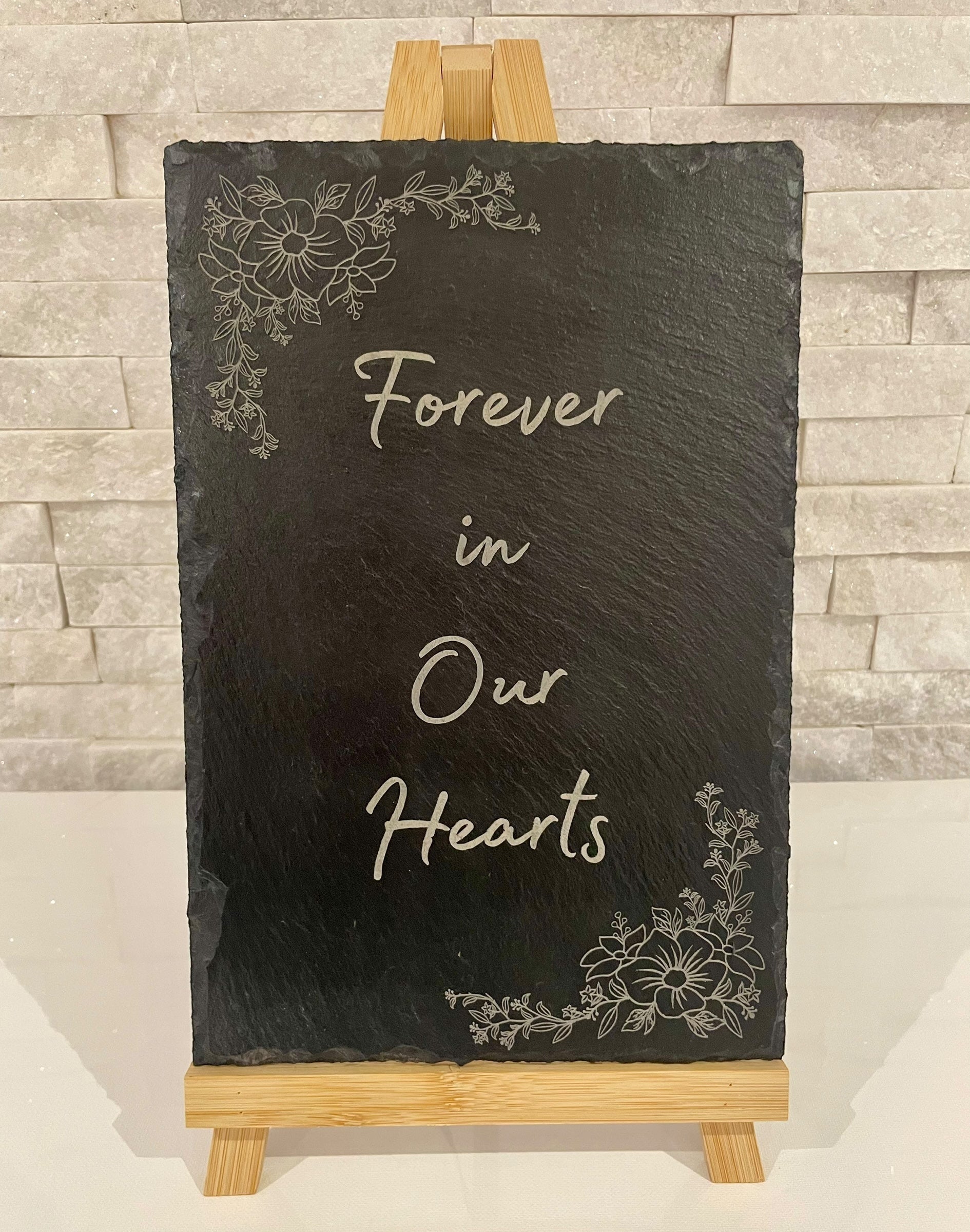 Personalised Memorial Slate Sign – Funeral Remembrance Table Sign | In Loving Memory Keepsake