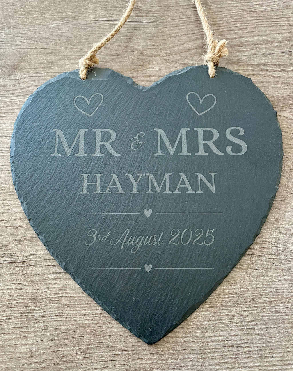 Personalised Engraved Slate Heart Plaque | Custom Wedding Anniversary Keepsake