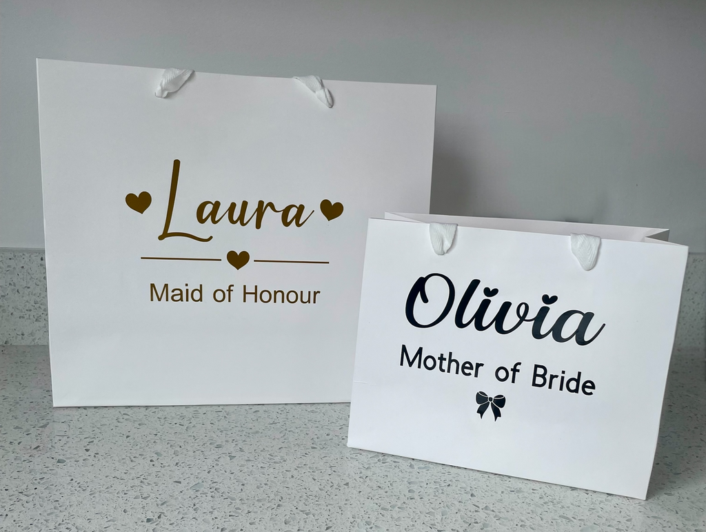 Personalised Wedding Party Gift Bags | Custom Bridal Party Bags with Name & Role