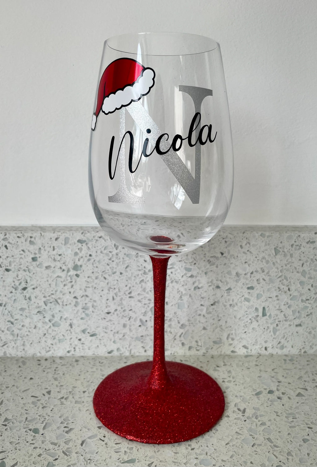 Personalised Initial Christmas Glass | Custom Festive Wine / Champagne / Stemless Glass