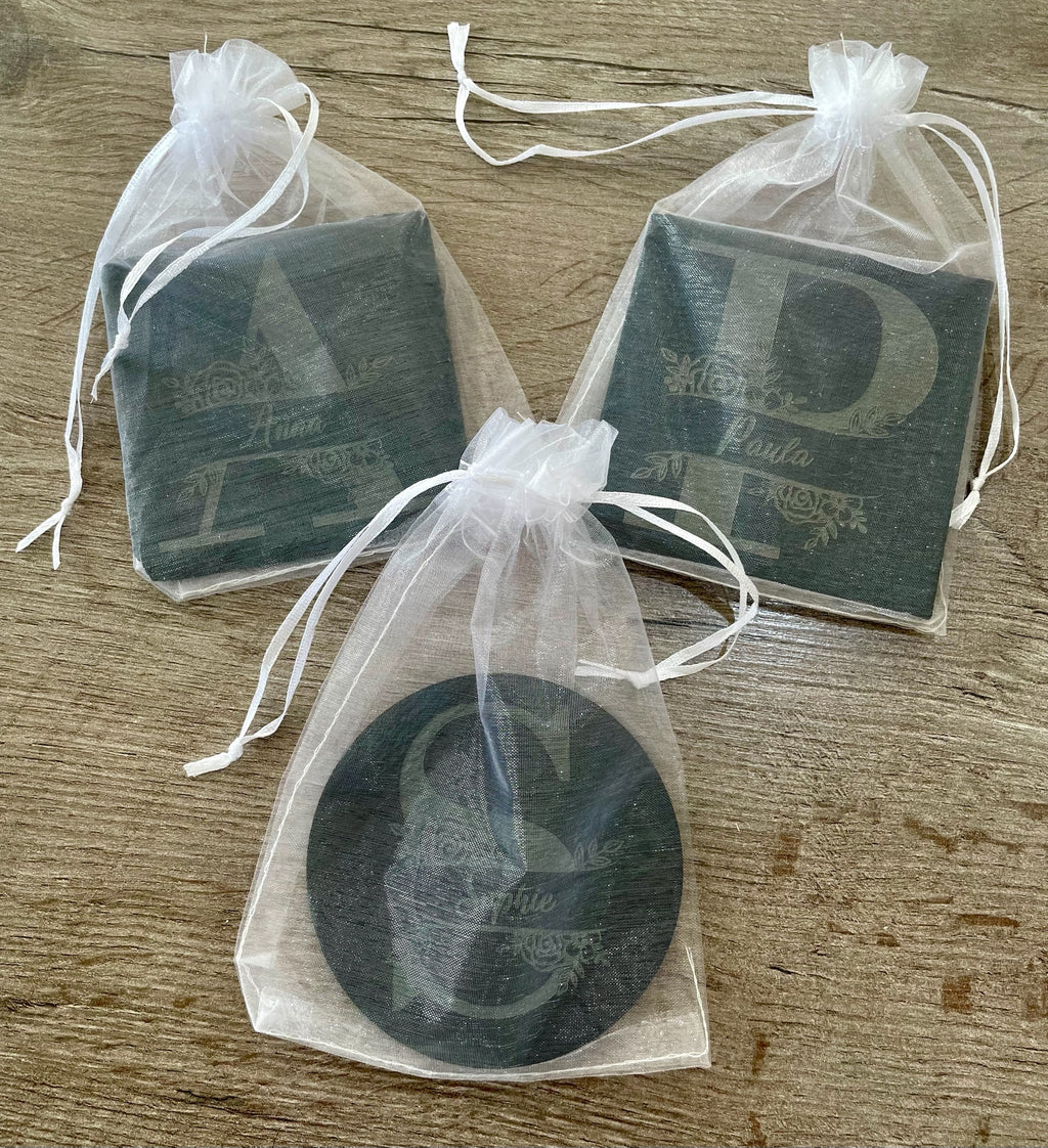 Personalised Monogram Slate Coaster – Custom Engraved Name Gift