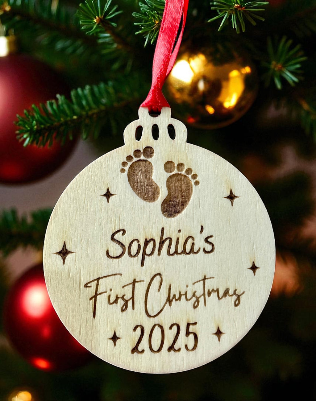 Personalised Baby’s First Christmas Bauble | Custom Wooden Ornament Keepsake