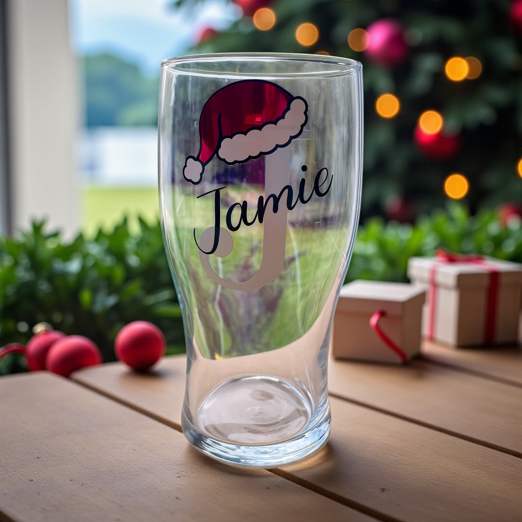 Personalised Initial Christmas Glass | Custom Festive Wine / Champagne / Stemless Glass