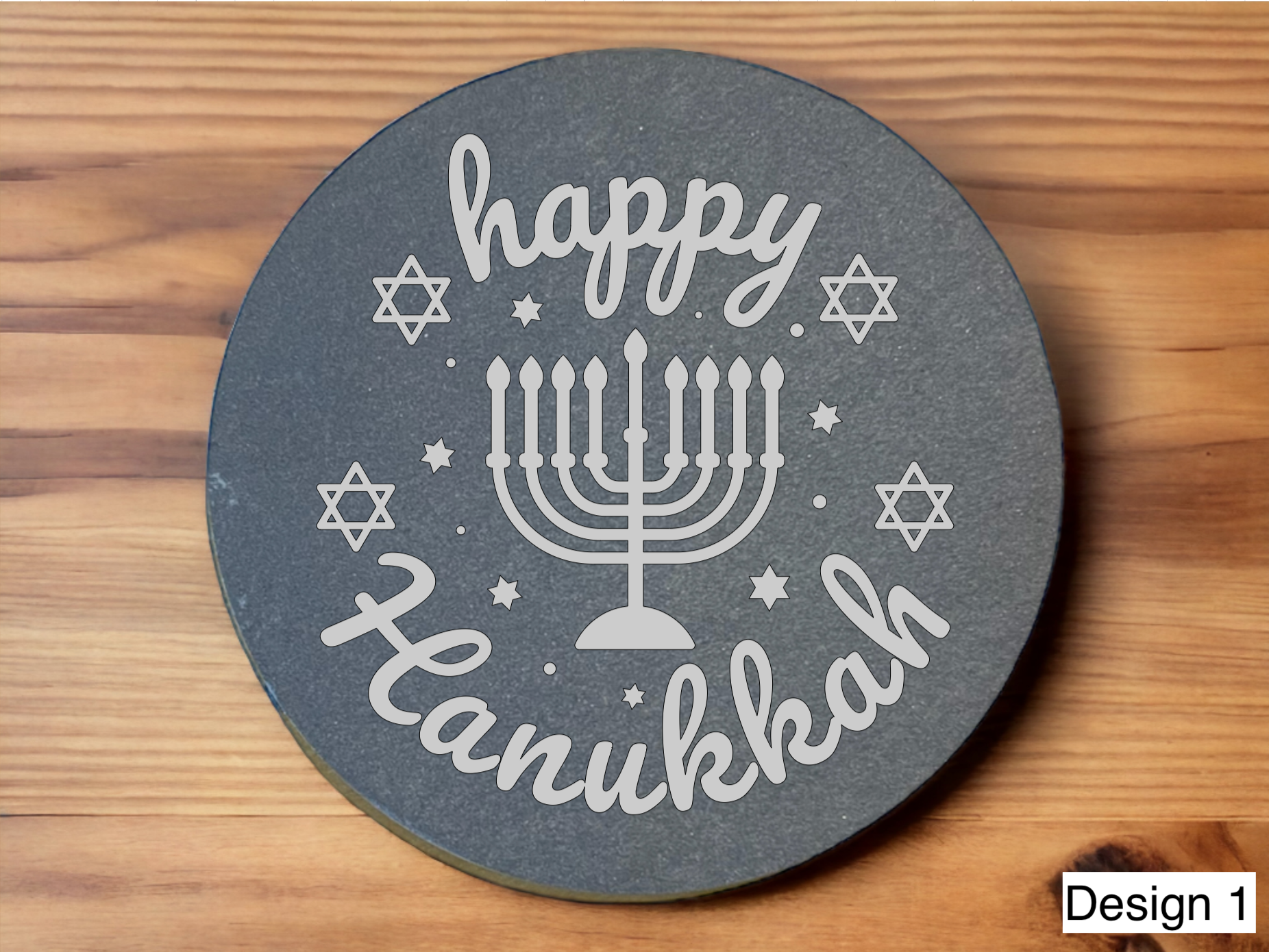 Personalised Hanukkah Slate Coasters | Engraved Menorah Designs