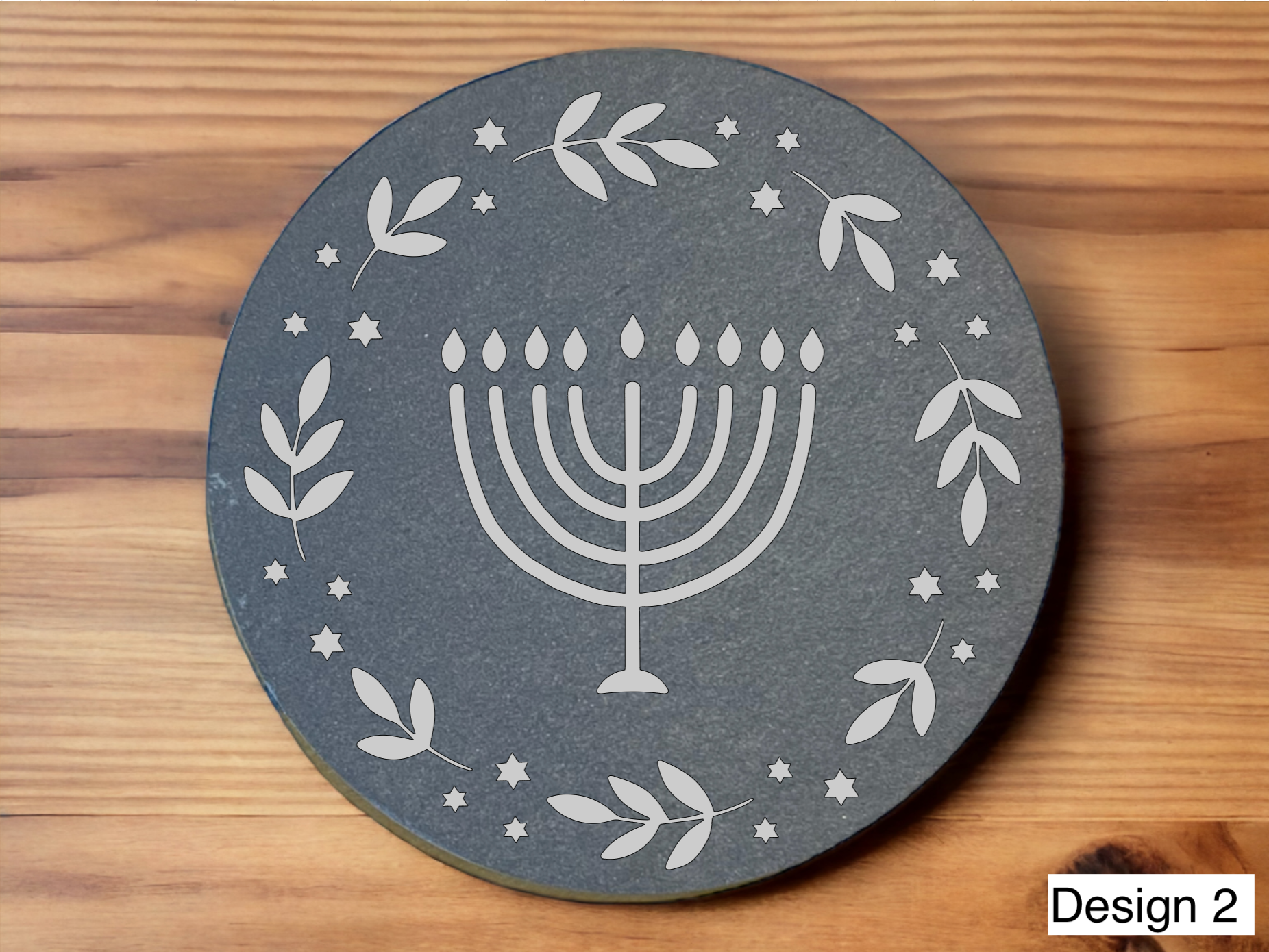 Personalised Hanukkah Slate Coasters | Engraved Menorah Designs