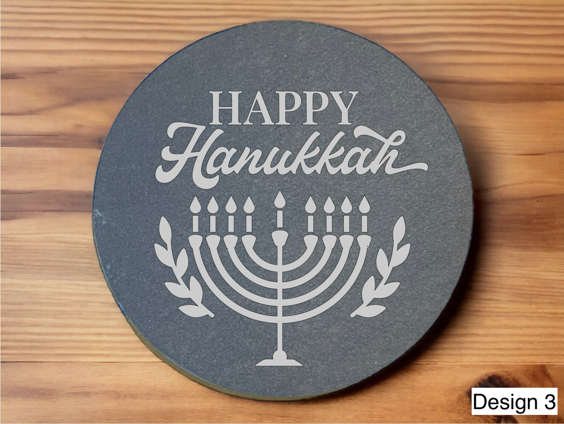 Personalised Hanukkah Slate Coasters | Engraved Menorah Designs