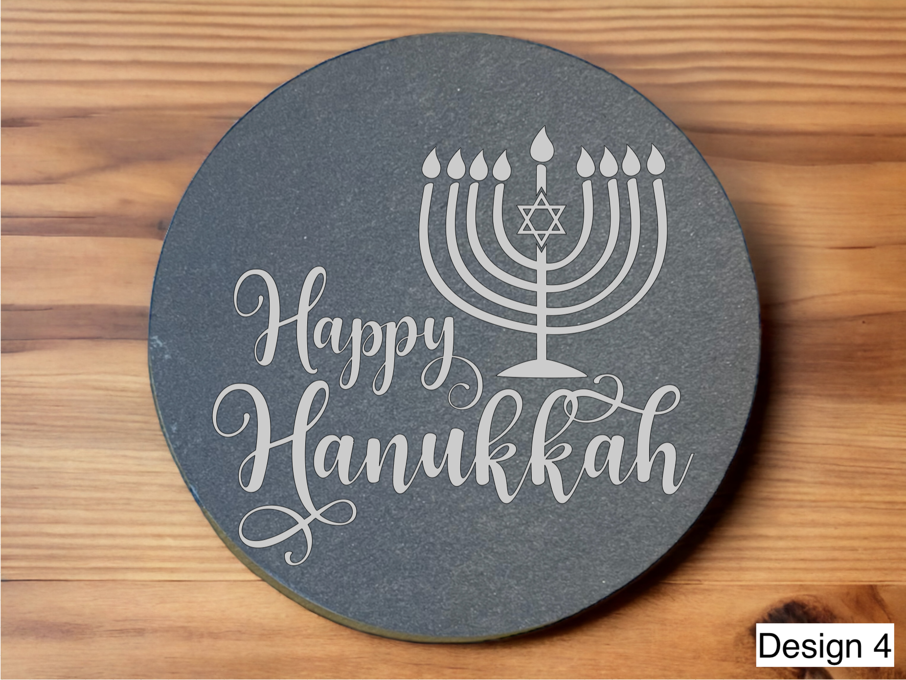 Personalised Hanukkah Slate Coasters | Engraved Menorah Designs