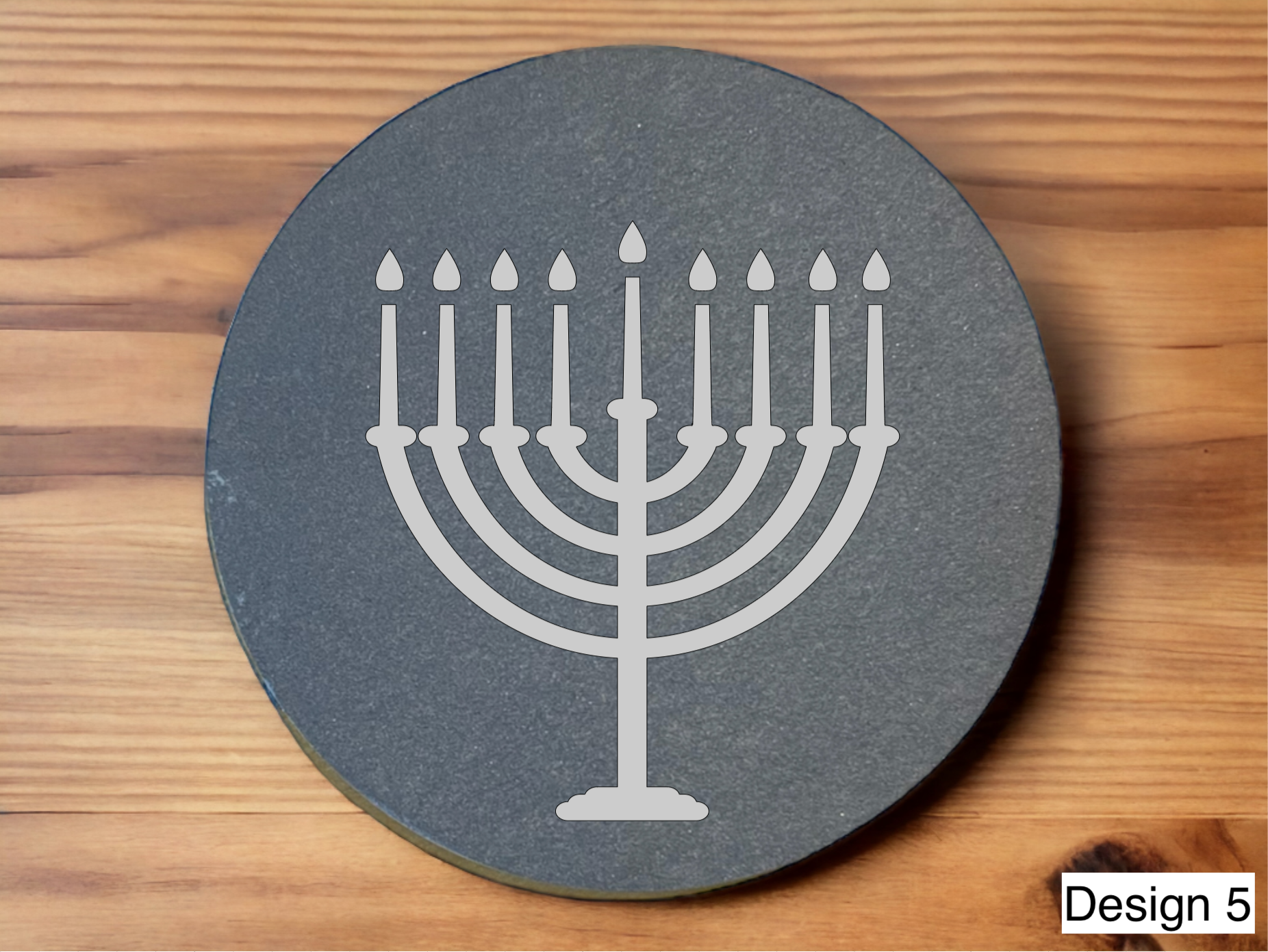 Personalised Hanukkah Slate Coasters | Engraved Menorah Designs
