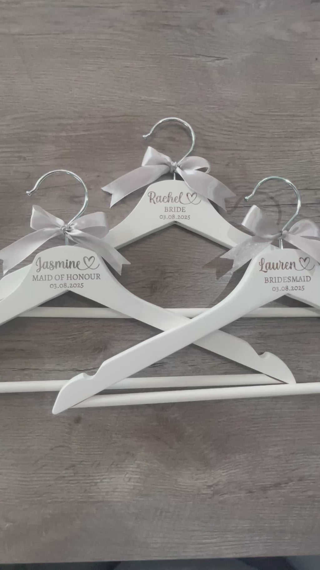 Custom Personalised Engraved Wedding Hanger: Bridal Party Keepsake with Satin Bow