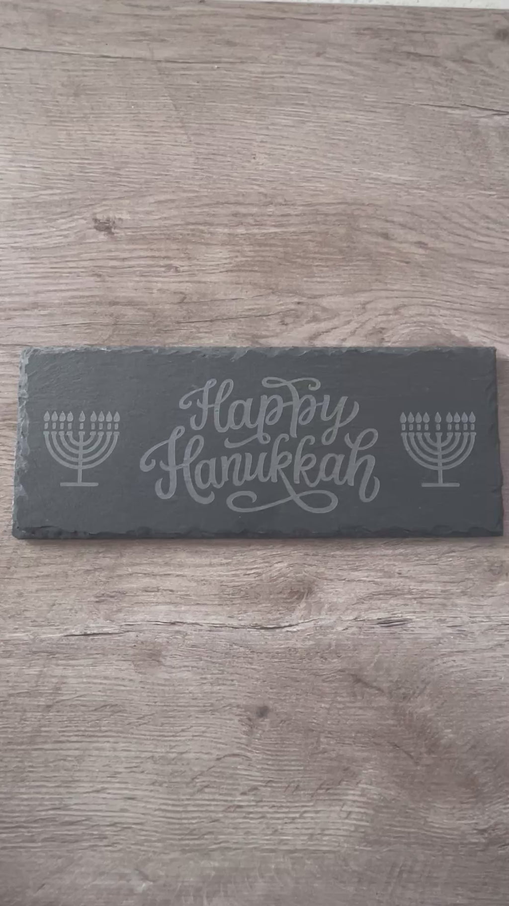 Happy Hanukkah Slate Serving Board | Engraved Menorah Cheese & Treat Tray