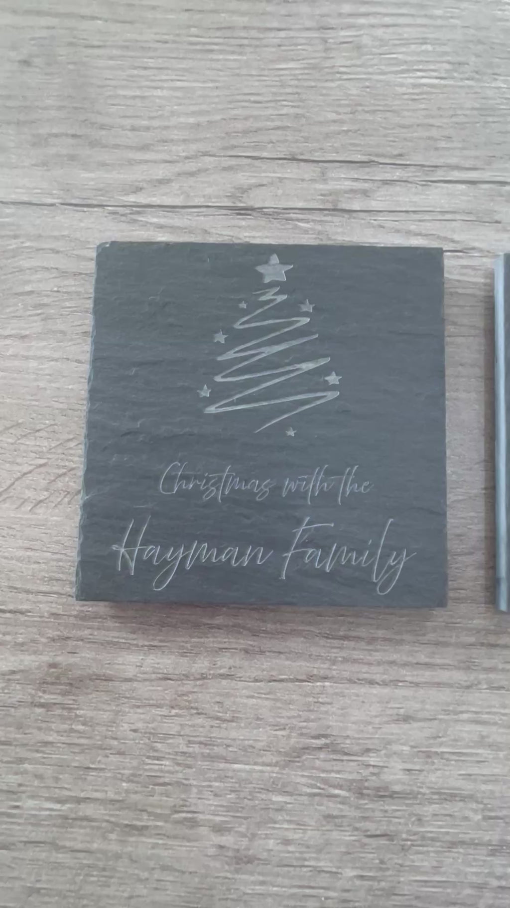 Personalised Family Christmas Slate Coasters: Engraved Table Decor