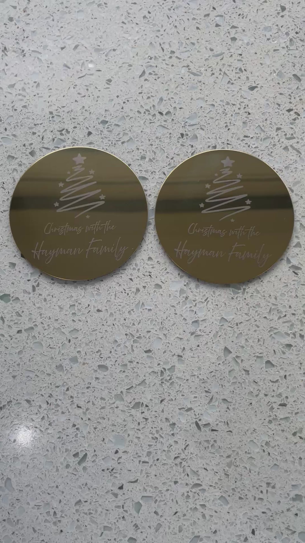 Personalised Christmas Gold Coasters | Custom Name Festive Table Decorations