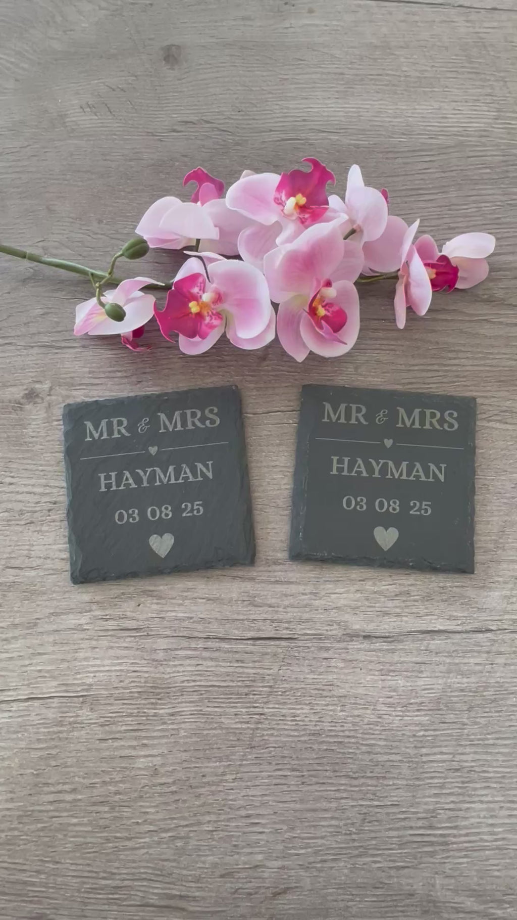 Personalised Engraved Slate Coasters | Custom Wedding & Anniversary Gift